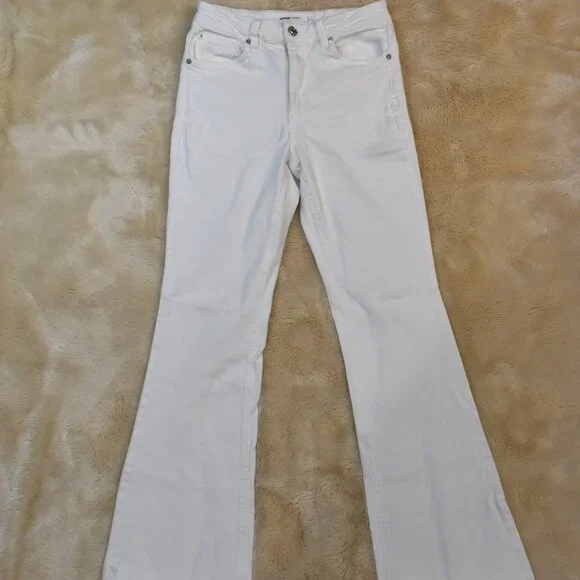 Garage White Flare Bell Bottom Jeans Women’s 3/26 Raw Hem Boho - Picture 2 of 10